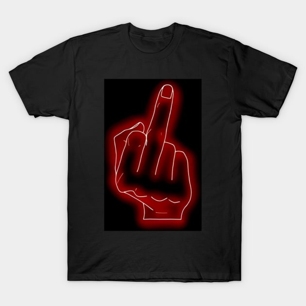 Red Neon Flipping Hand T-Shirt by ermeteke